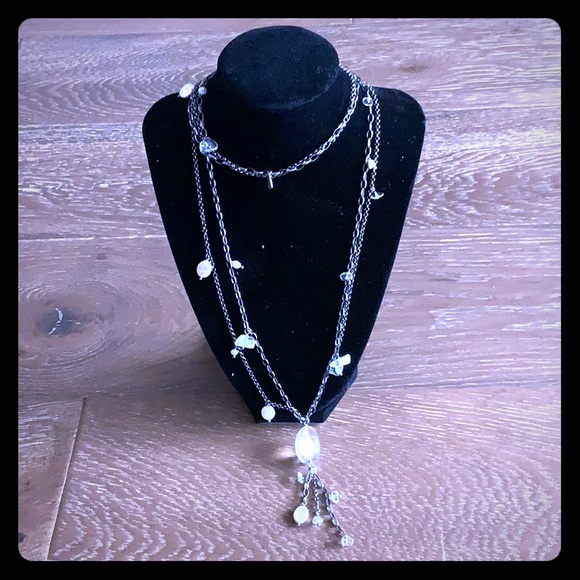Sterling Crystal & Pearl Necklace - Picture 2 of 3